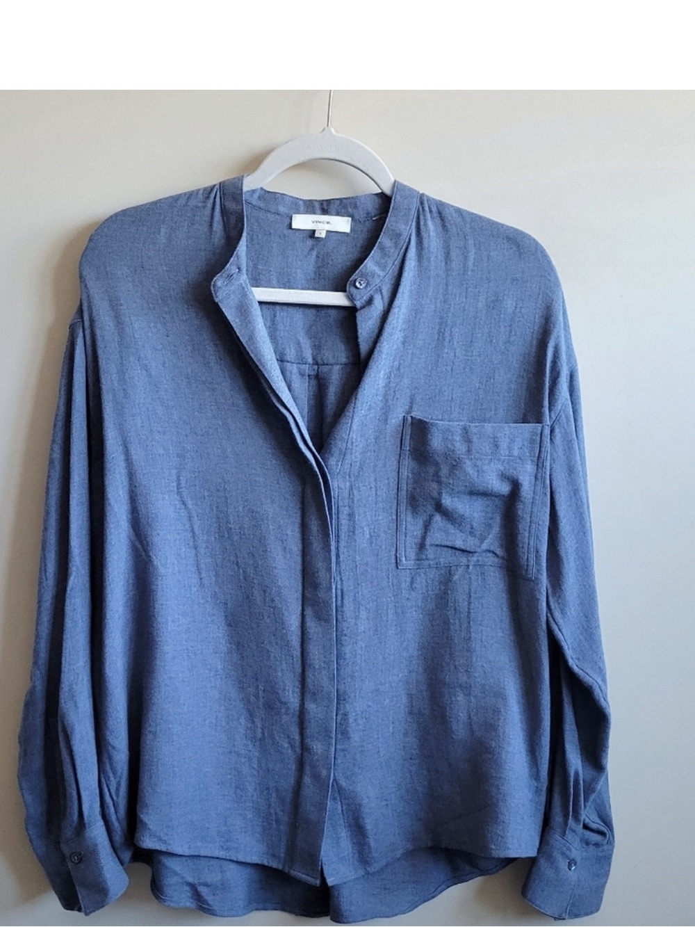 VINCE Band Collar Button Down Shirt NWOT M - Picture 3 of 6